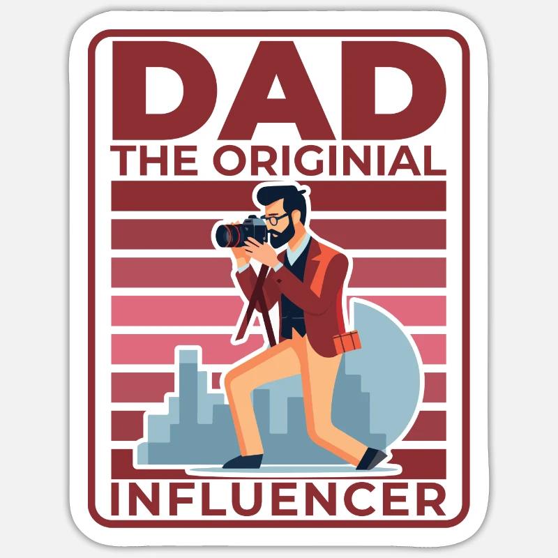 Papa : L’influenceur d’origine - Sticker taille S (10 x 10 cm) - blanc mat