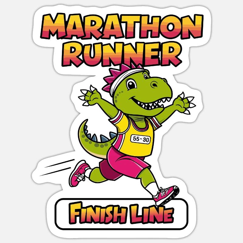 T-Rex Marathon Runner - Sticker size S (10 x 10 cm) - white matte