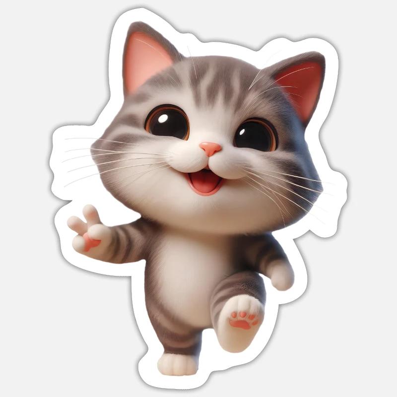 Katze 2 - Sticker Größe S (10 x 10 cm) - Mattweiß