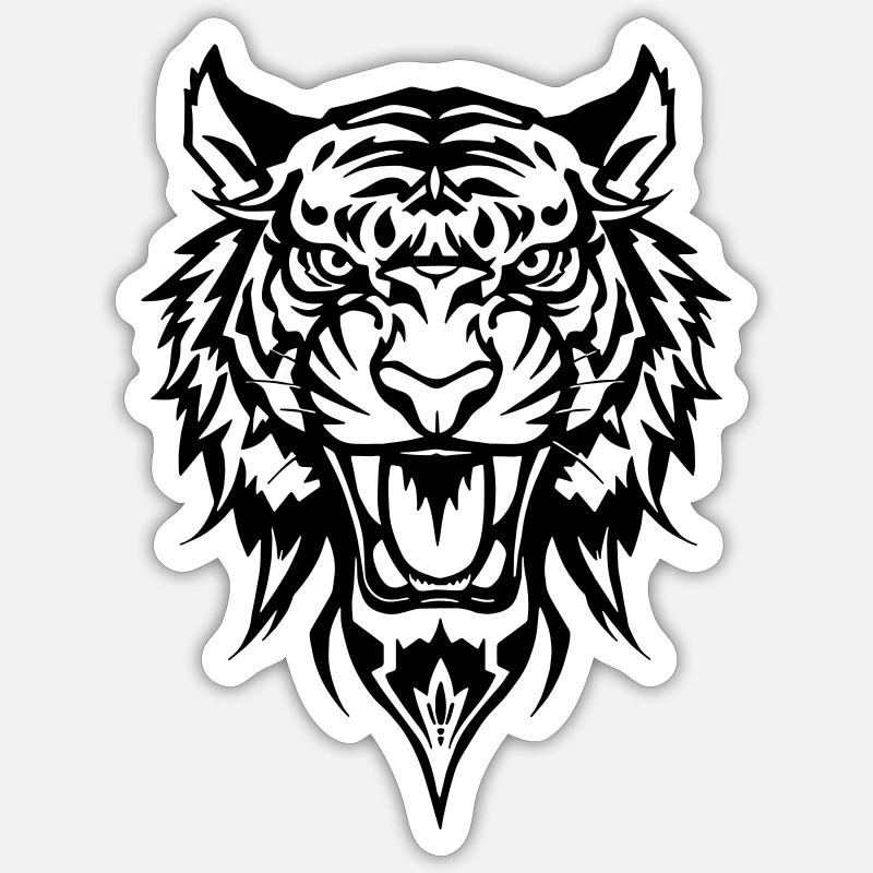 tigre - Sticker taille S (10 x 10 cm) - blanc mat