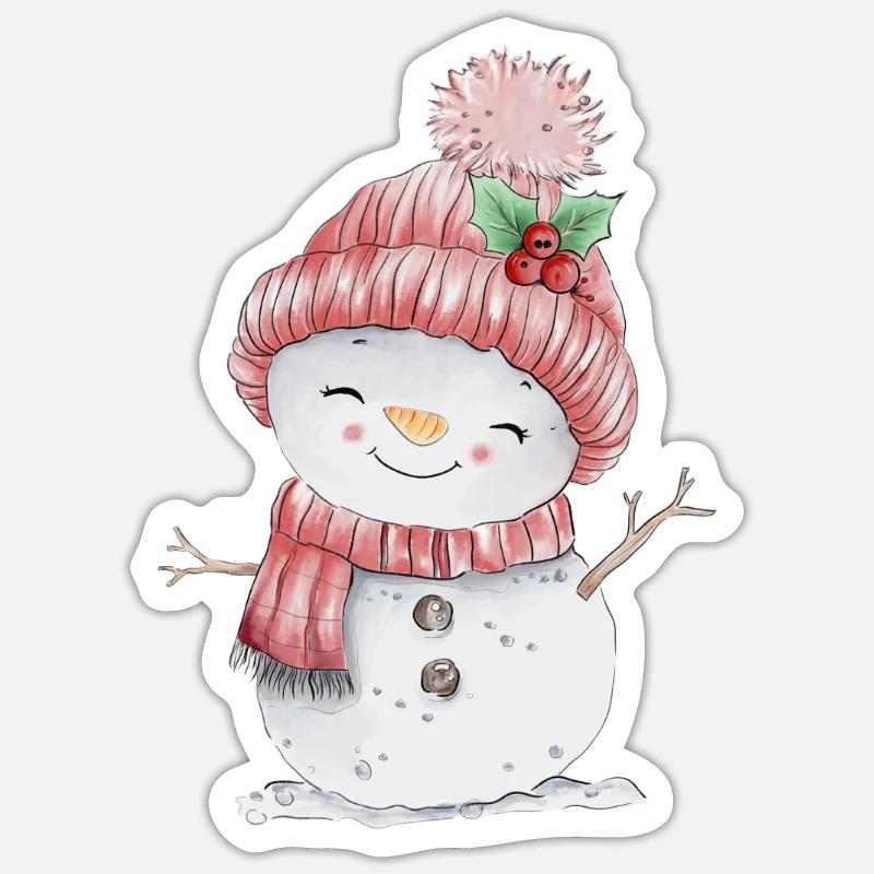Fröhlicher Schneemann - Sticker Größe S (10 x 10 cm) - Mattweiß