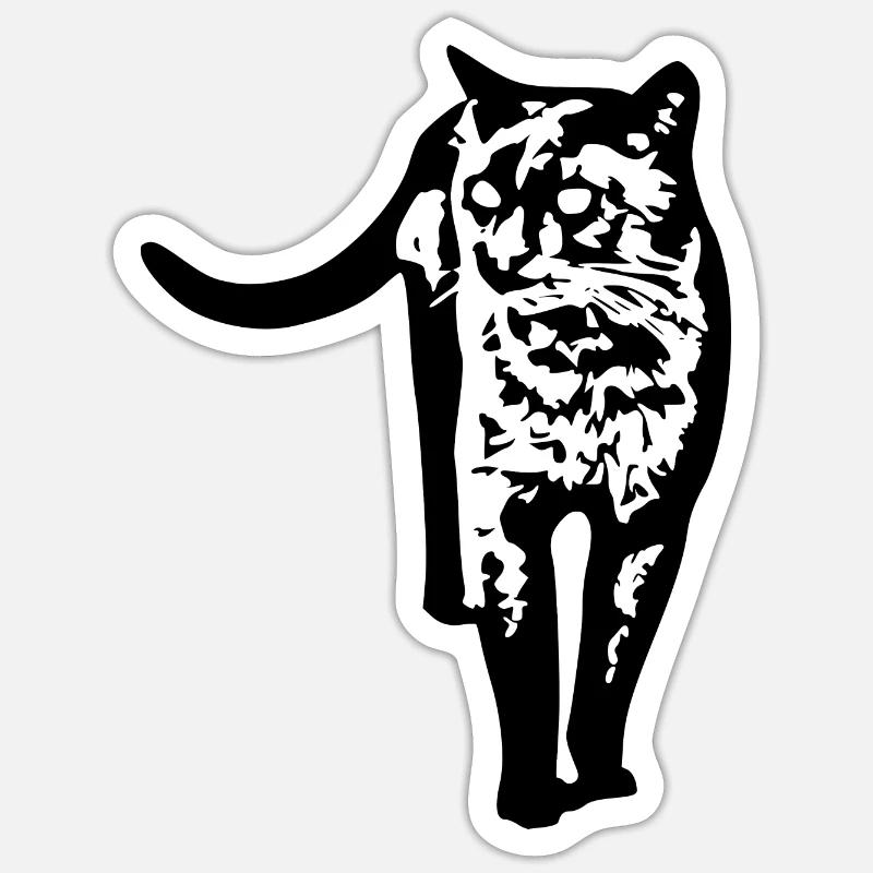 Chat noir Chat Chat Noir Chat Cadeau - Sticker taille S (10 x 10 cm) - blanc mat