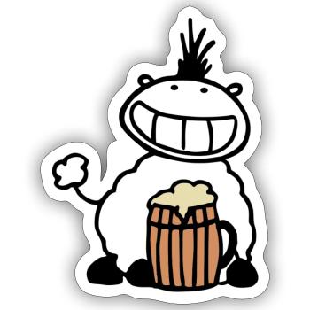 Bierschaf - Sticker Größe S (10 x 10 cm) - Mattweiß - Vorne
