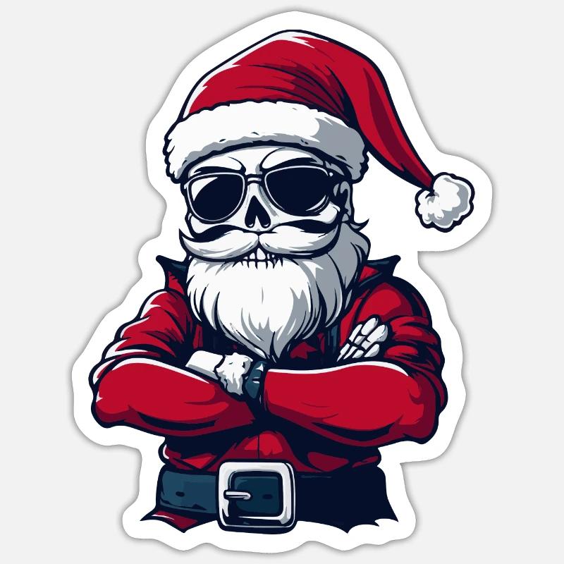 Weihnachtsmann Skull - Sticker Größe S (10 x 10 cm) - Mattweiß