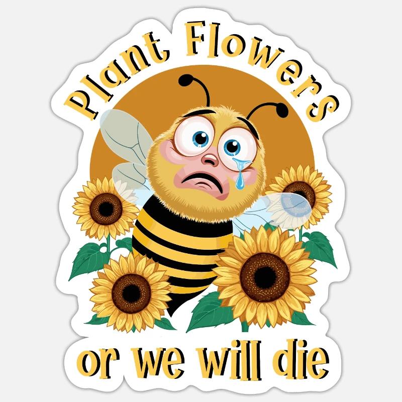 Saving bees - Sticker size S (10 x 10 cm) - white matte