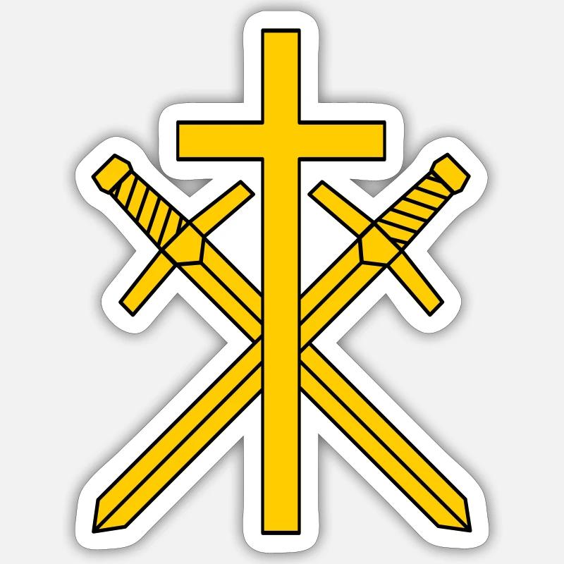 Croix et épées - Sticker taille S (10 x 10 cm) - blanc mat