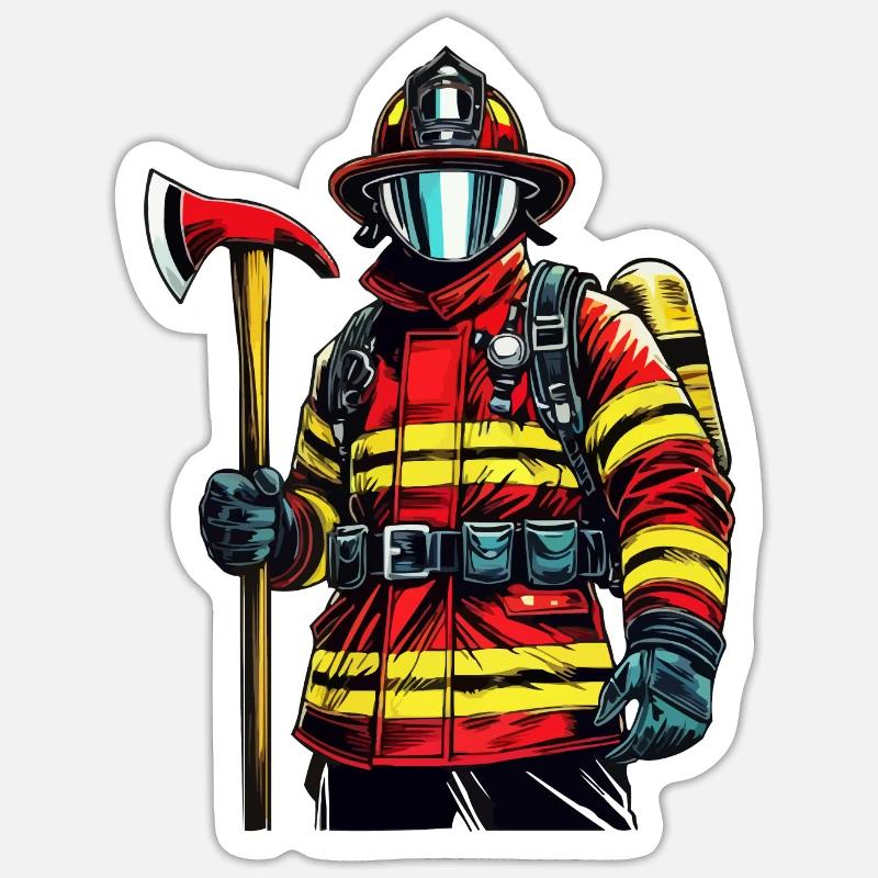 Pompiere - Sticker formato S (10 x 10 cm) - bianco opaco