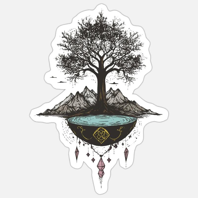 Mystic Tree - Sticker Größe S (10 x 10 cm) - Mattweiß