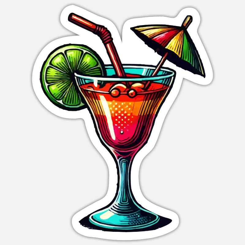 Cocktail - Sticker taille S (10 x 10 cm) - blanc mat