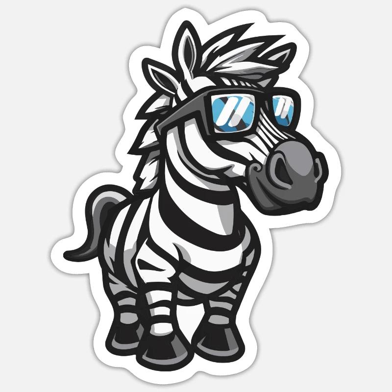 Zebra Comic Cool - Sticker size S (10 x 10 cm) - white matte