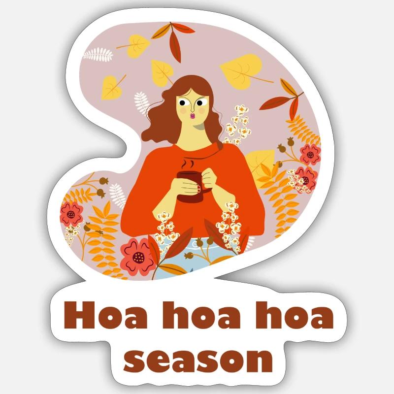 Hoa hoa la saison - Sticker taille S (10 x 10 cm) - blanc mat
