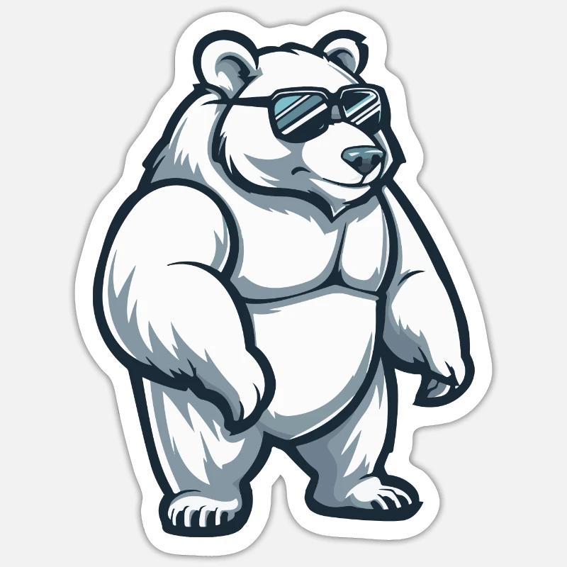 Eisbär Comic Cool Sticker Größe S (10 x 10 cm)