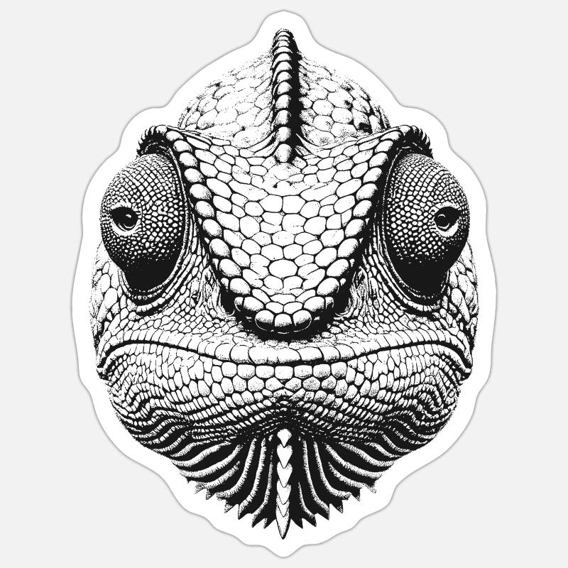 Chamäleon - Sticker Größe S (10 x 10 cm) - Mattweiß