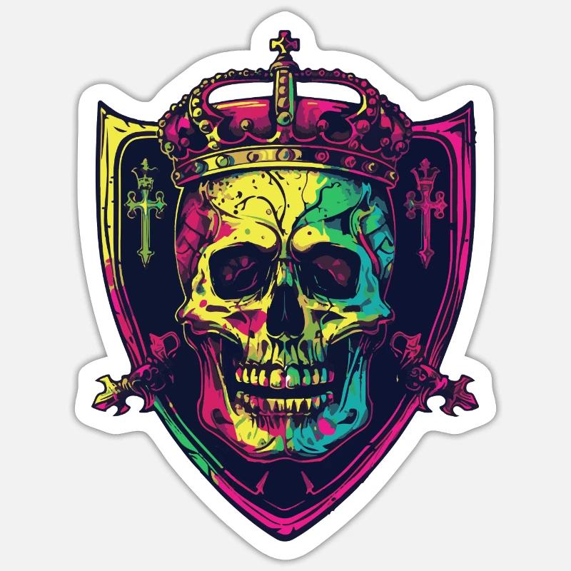 King Skull Crown Crest - Sticker size S (10 x 10 cm) - white matte