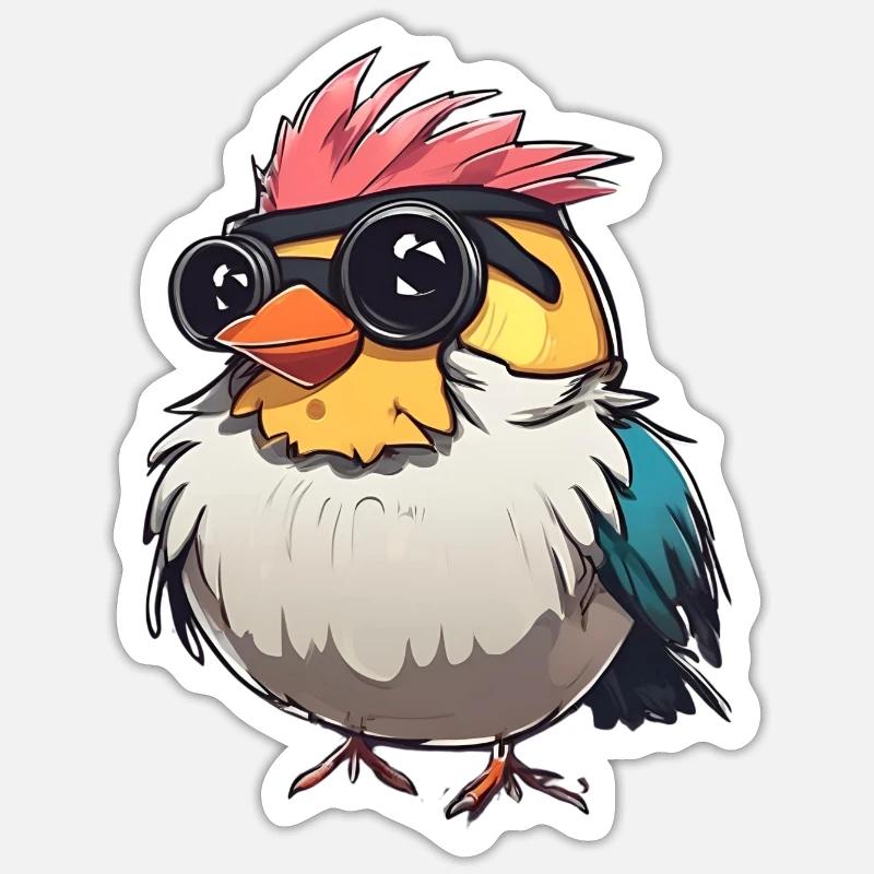 Bunte Techno-Vogel-Illustration Sticker Größe S (10 x 10 cm)