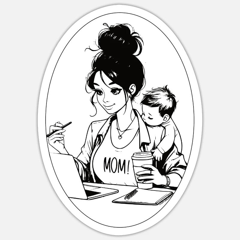 Supermom - Sticker Größe S (10 x 10 cm) - Mattweiß