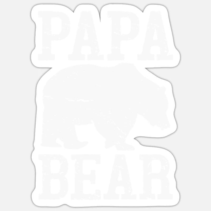 Papa Ours - Sticker taille S (10 x 10 cm) - blanc mat