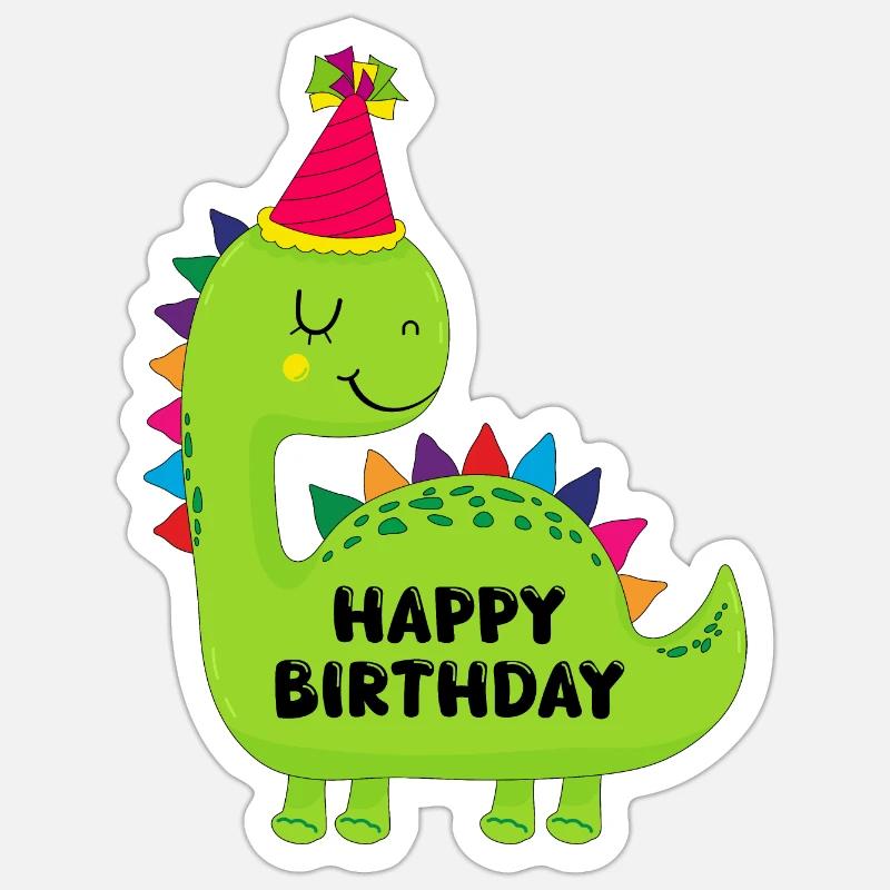 Geburtstag und ein dinosaurier Sticker Größe S (10 x 10 cm)