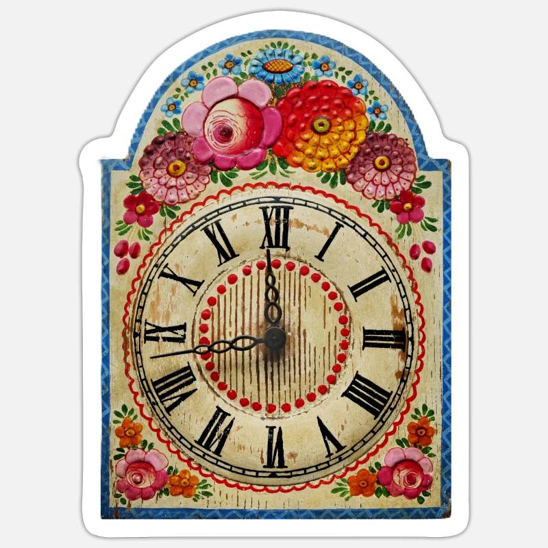 Black Forest Clock - Sticker size S (10 x 10 cm) - white matte