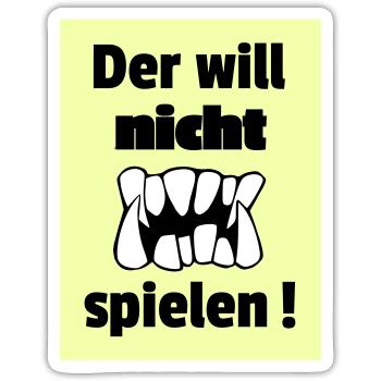 will nicht spielen - Sticker Größe S (10 x 10 cm) - Mattweiß - Vorne