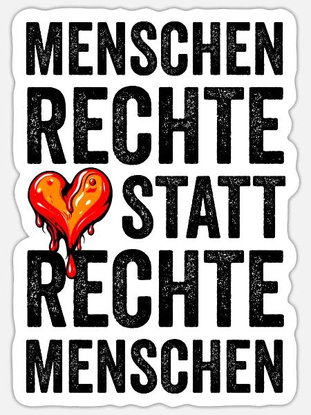 Menschenrechte statt rechte Menschen - Sticker Größe S (10 x 10 cm) - Mattweiß