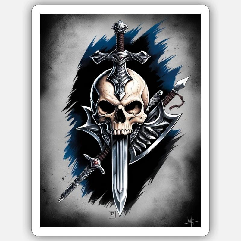 Skull Sword Lance Sticker size S (10 x 10 cm)