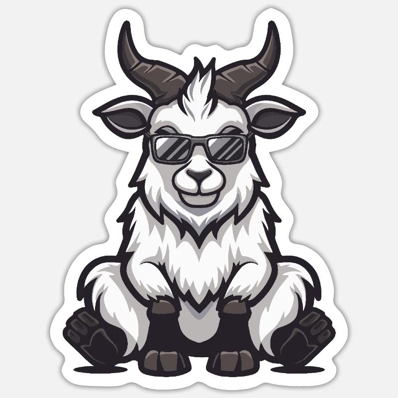 Mountain Goat Cool Comic - Sticker size S (10 x 10 cm) - white matte