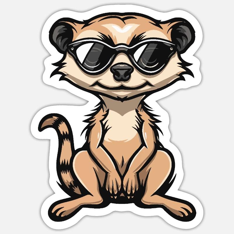 Erdmännchen Cool Comic - Sticker Größe S (10 x 10 cm) - Mattweiß