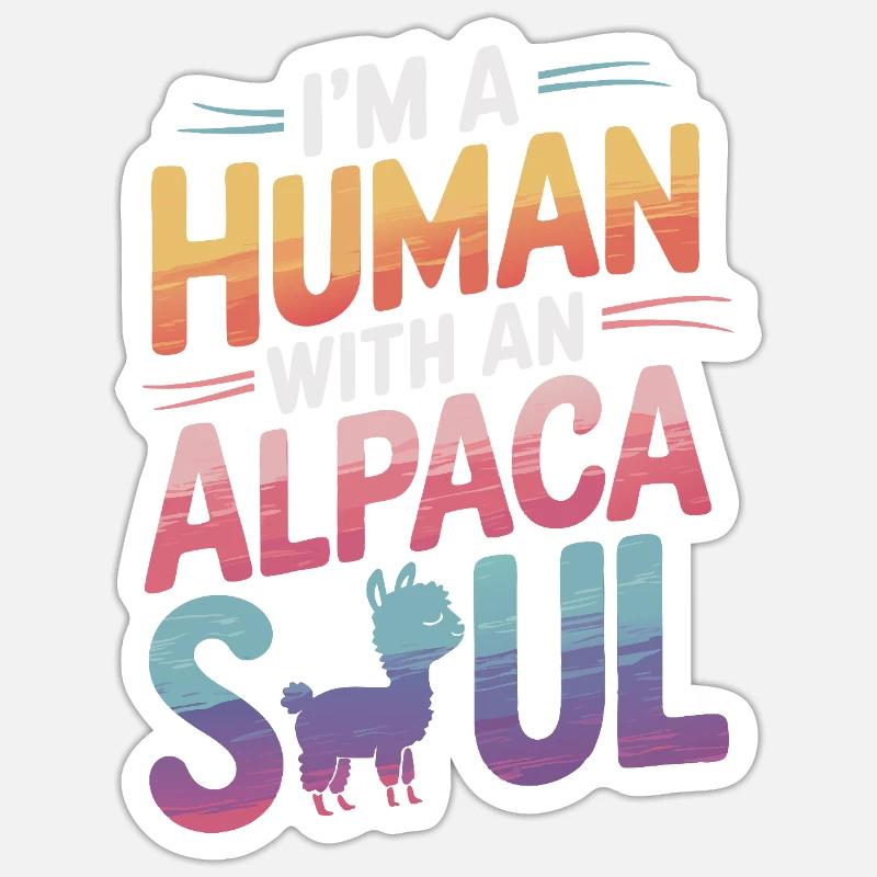 Lama alpaga - Sticker taille S (10 x 10 cm) - blanc mat