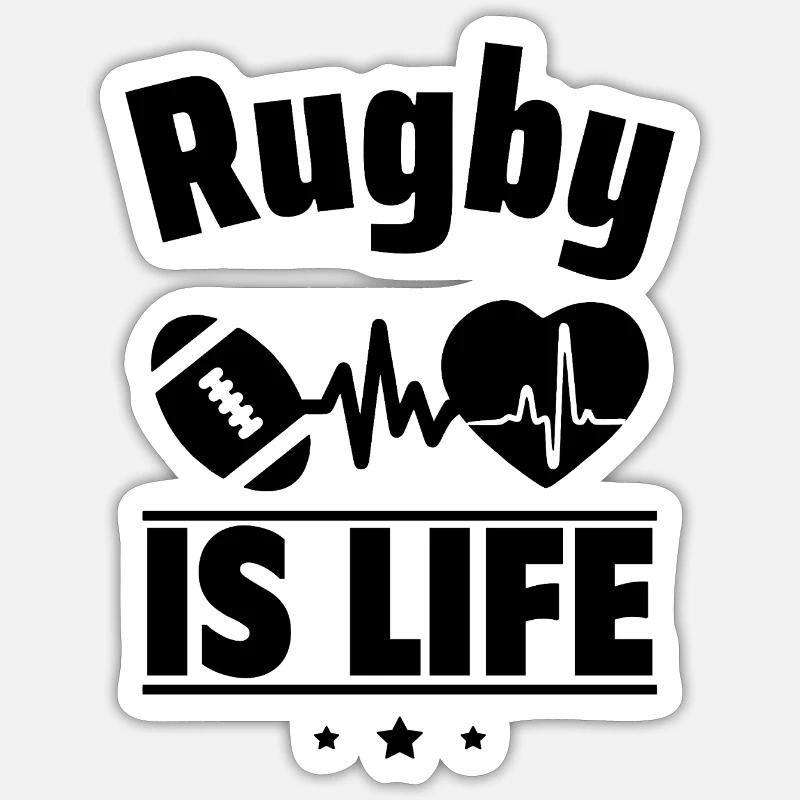 Le rugby, c’est la vie - Sticker taille S (10 x 10 cm) - blanc mat