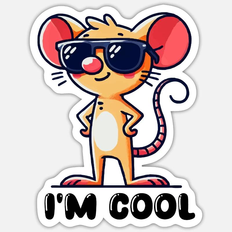 Mouse Cool - Sticker size S (10 x 10 cm) - white matte