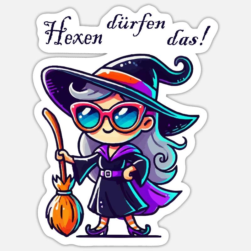 Witch Sunglasses Comic - Sticker size S (10 x 10 cm) - white matte