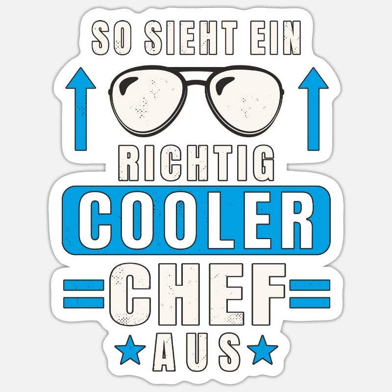 Chef So Sieht Ein Richtig Cooler Chef Aus Geschenk - Sticker Größe S (10 x 10 cm) - Mattweiß