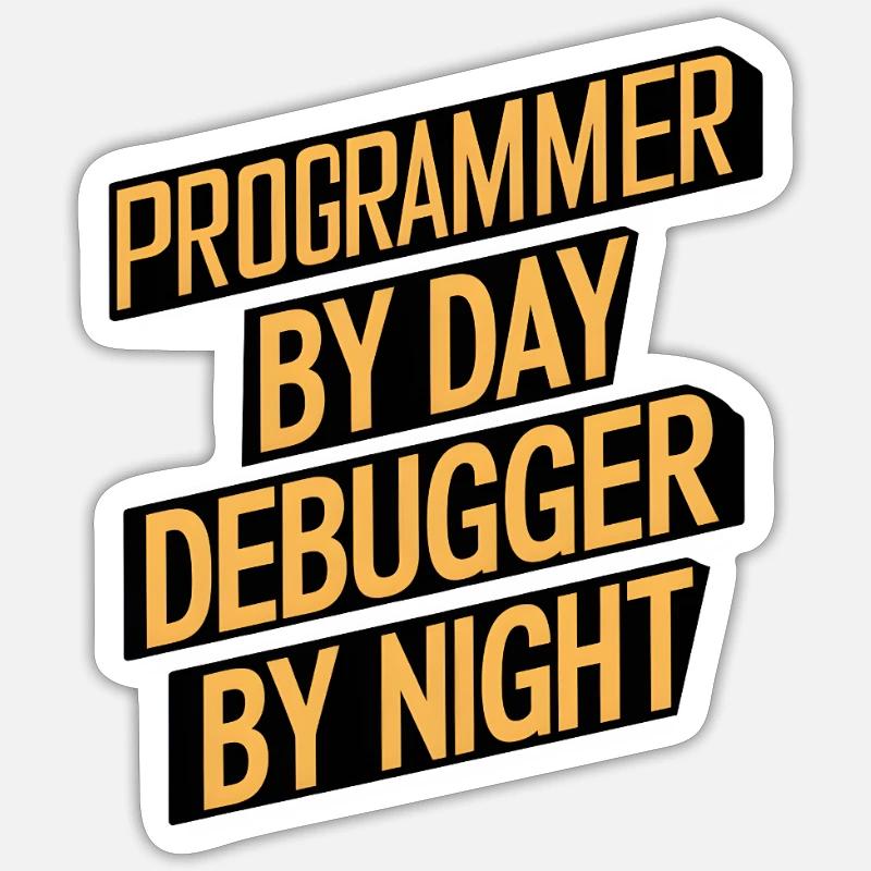 Programmer by Day, Debugger by Night - Sticker Größe S (10 x 10 cm) - Mattweiß