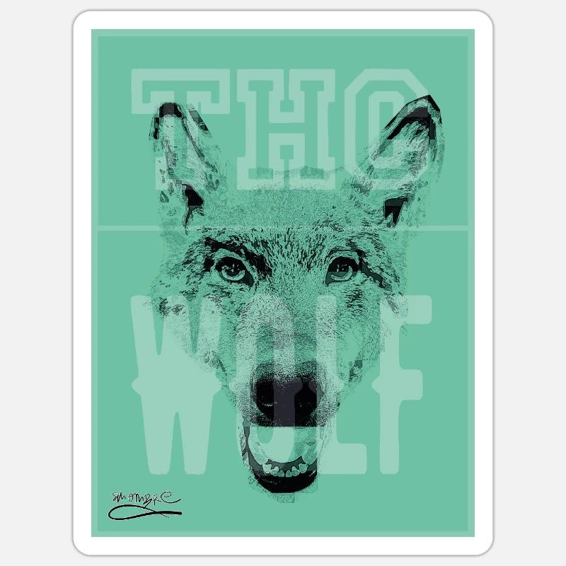 THC WOLF - Sticker Größe S (10 x 10 cm) - Mattweiß