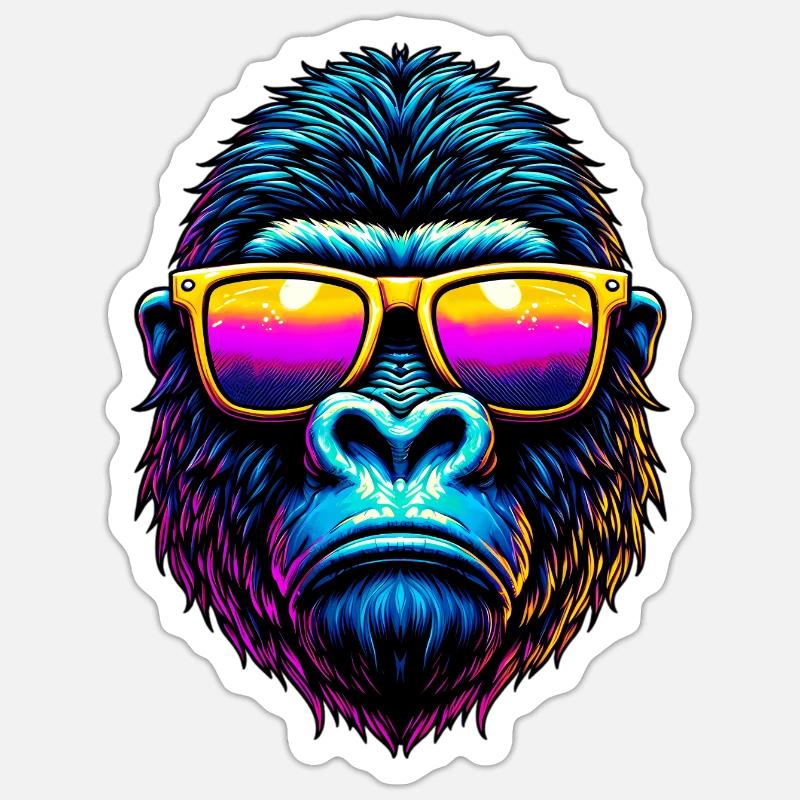 Gorilla - Sticker Größe S (10 x 10 cm) - Mattweiß