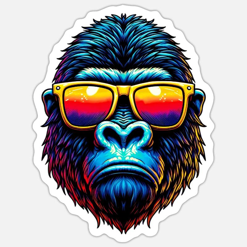 Gorilla - Sticker Größe S (10 x 10 cm) - Mattweiß