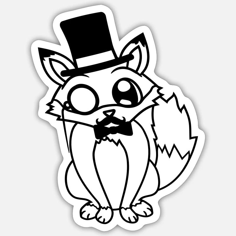 Fox Red Fox Sir Mr. Top Hat Monocle Glasses Sticker size S (10 x 10 cm)