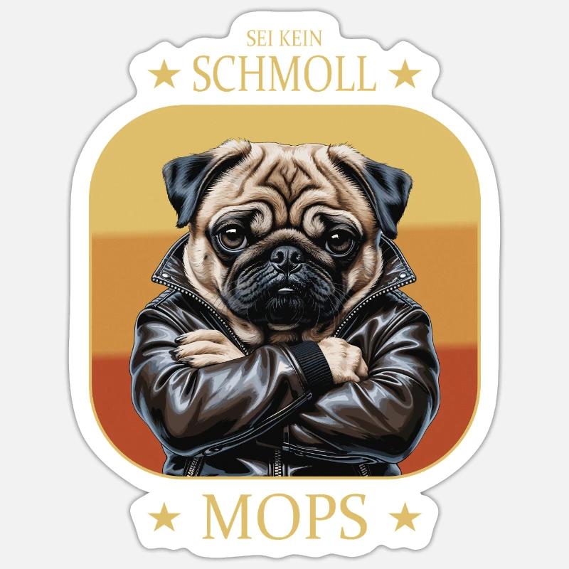 Schmollmops - Sticker Größe S (10 x 10 cm) - Mattweiß