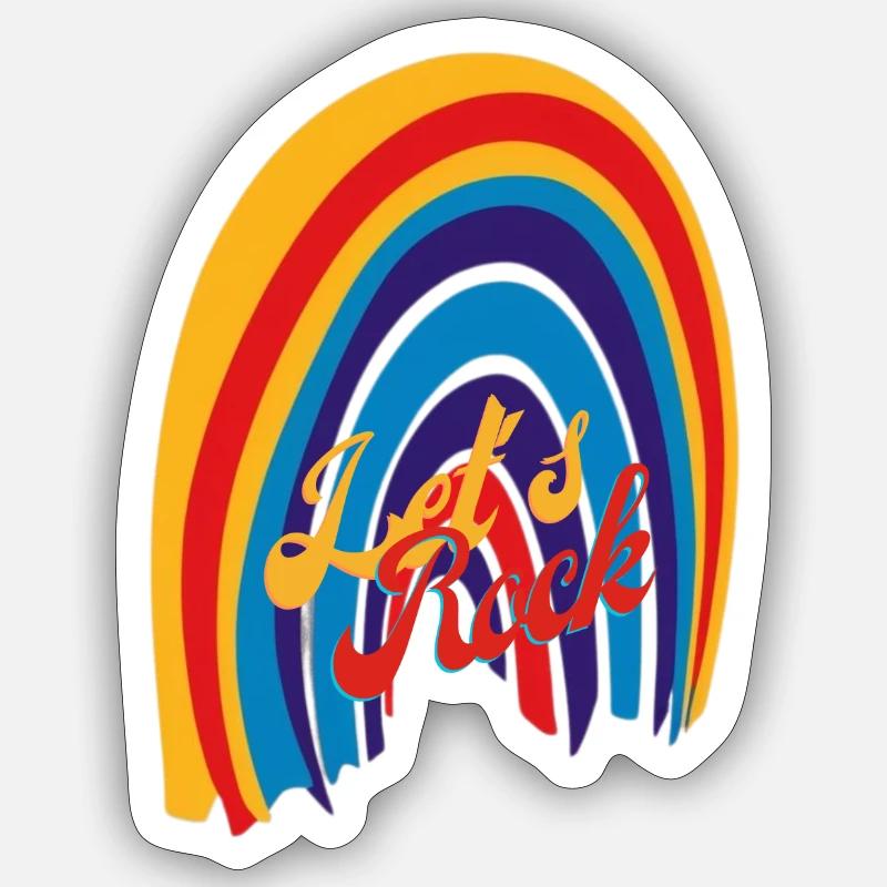 Lets Rock Regenbogen - Sticker Größe S (10 x 10 cm) - Mattweiß