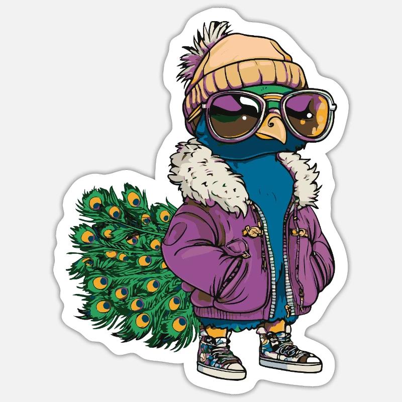 Peacock Bird Cool Comic Sticker size S (10 x 10 cm)