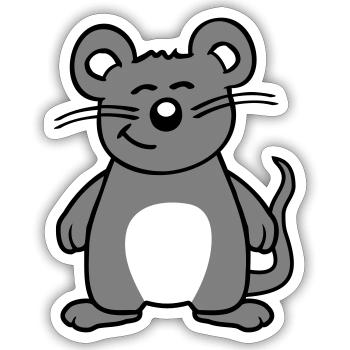 Maus Mäuschen Süße Kleine Ratte Nager Freundlich - Sticker Größe S (10 x 10 cm) - Mattweiß - Vorne