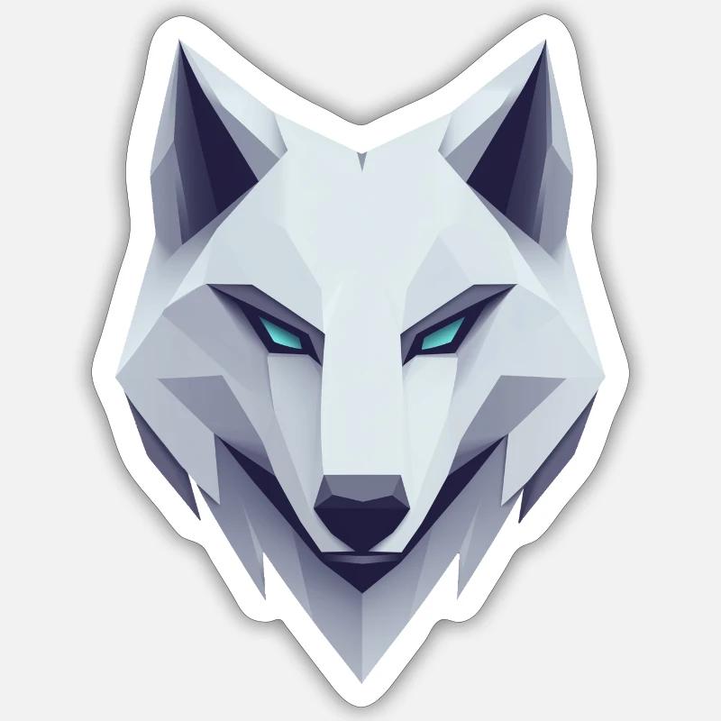 Wolf Logo, Wolf Kopf, Emblem, weißer Wolf - Sticker Größe S (10 x 10 cm) - Mattweiß