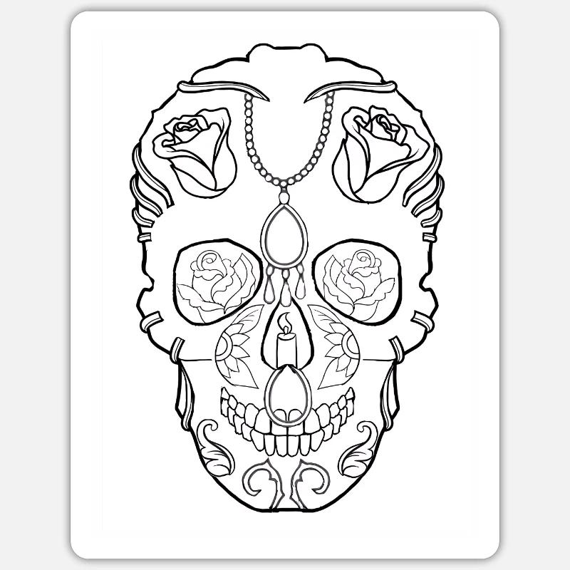 Skull Tattoo #12 Coloring Page Pattern Sticker size S (10 x 10 cm)