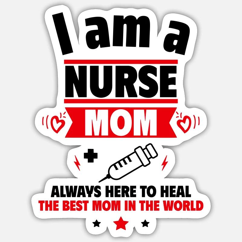 Mama Krankenschwester, Muttertagsgeschenk - Sticker Größe S (10 x 10 cm) - Mattweiß