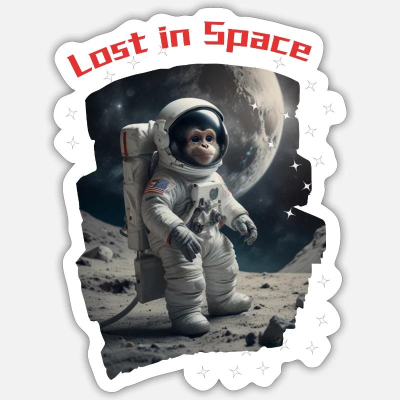 Lost in Space - Affe als Astronaut - Sticker Größe S (10 x 10 cm) - Mattweiß