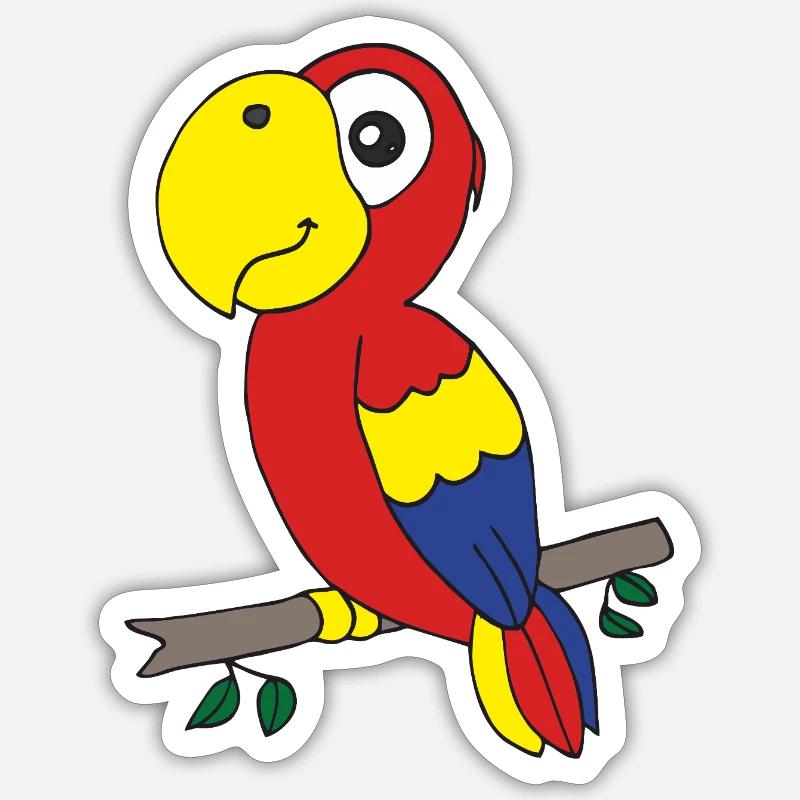 perroquet - Sticker taille S (10 x 10 cm) - blanc mat