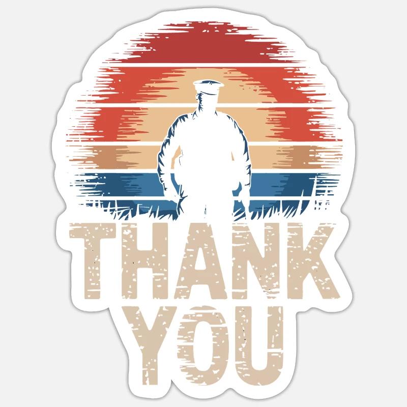 Soldat militaire vétéran - Sticker taille S (10 x 10 cm) - blanc mat