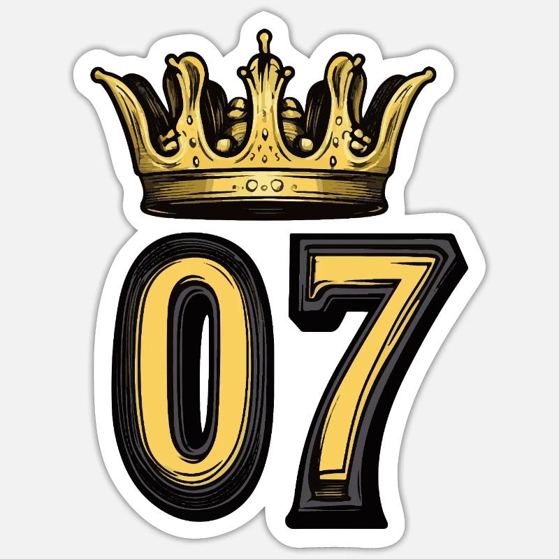 Couronne à 7 chiffres - Sticker taille S (10 x 10 cm) - blanc mat