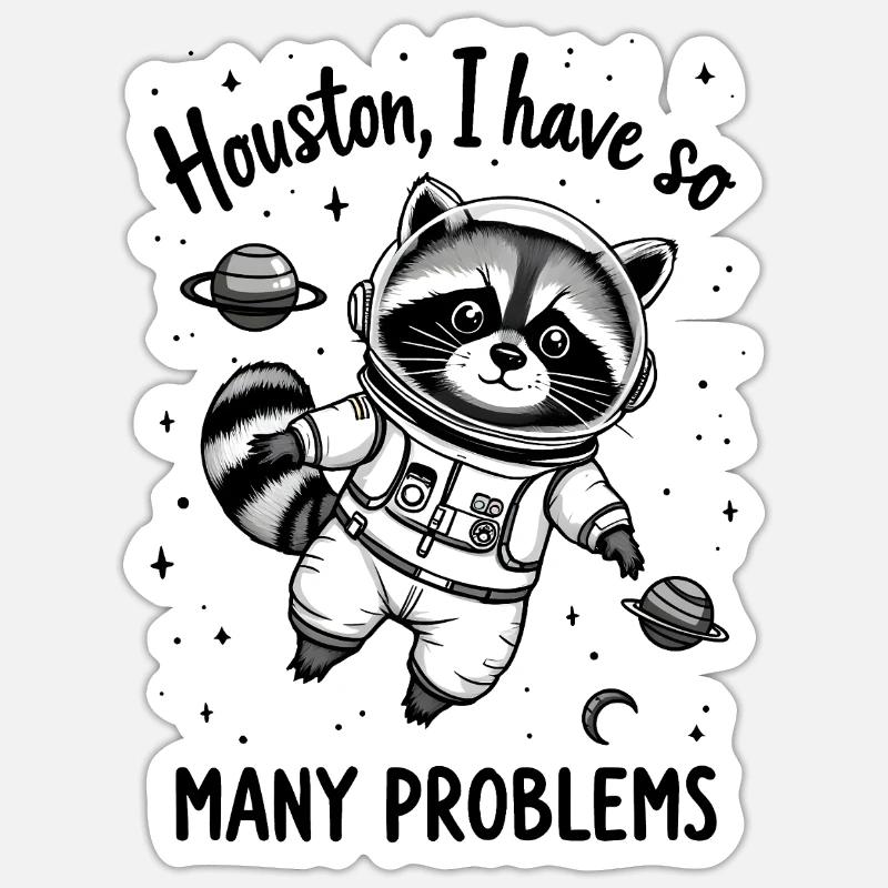 Houston, I have so many problems - Waschbär Sticker Größe S (10 x 10 cm)